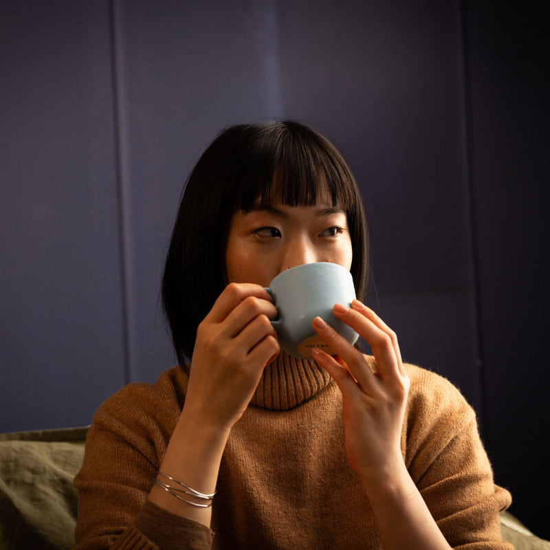 Stoneware Cup with Handle Light Blue