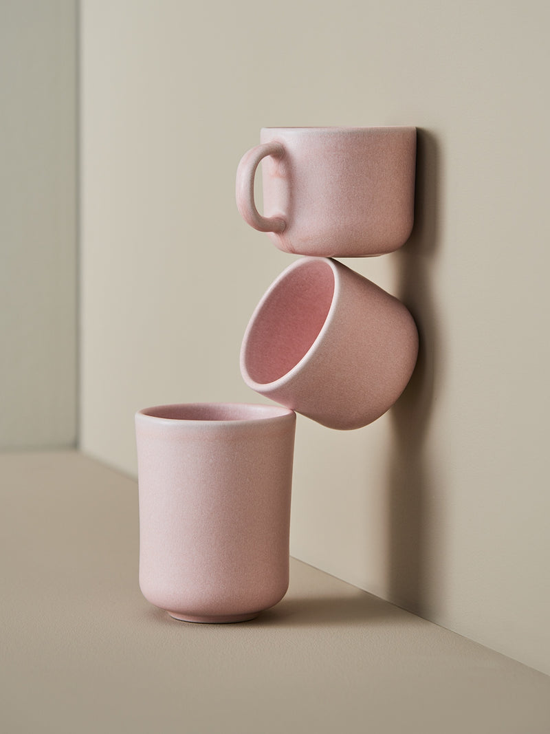 Stoneware Cup with Handle Rose